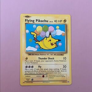 Pokémon Flying Pikachu Card.
